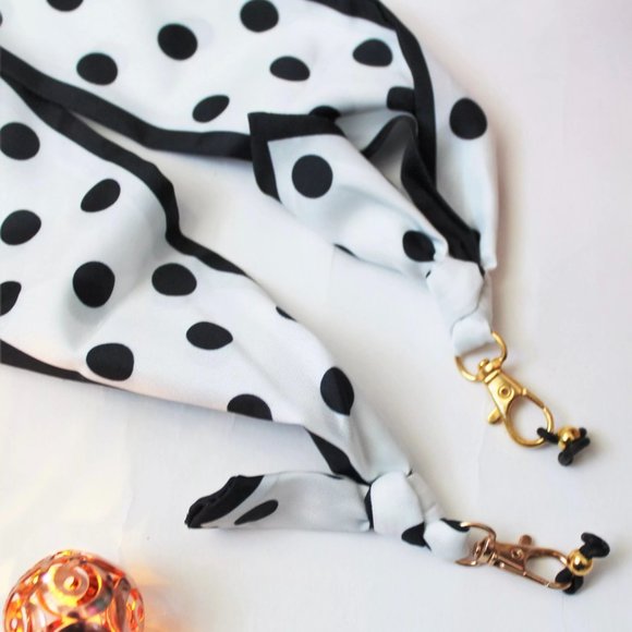 [New] Bohemian Colorful Retro Scarf Glasses Mask Chain Polka Dots or Heart Love - Picture 9 of 11